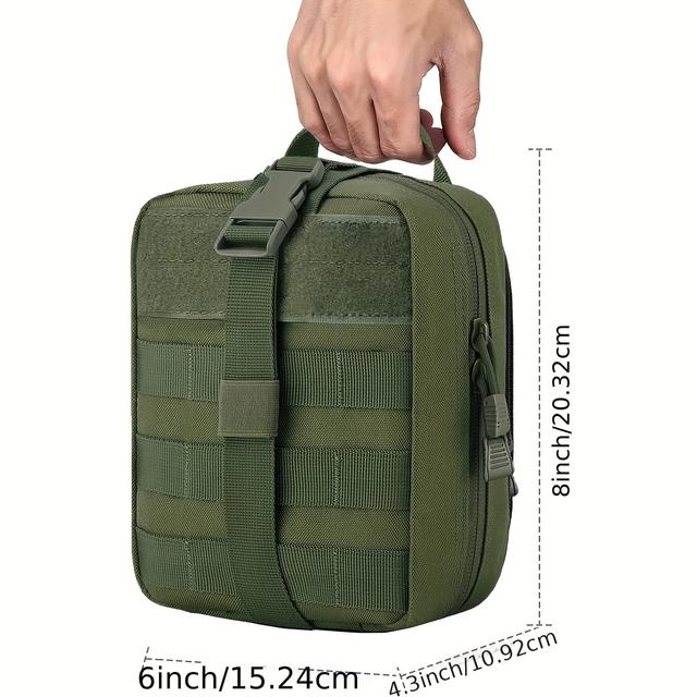 TEMU Red Molle Pouch, Tactical Medical Bag For Duty Belt, Ideal For Hiking, Camping, And Green