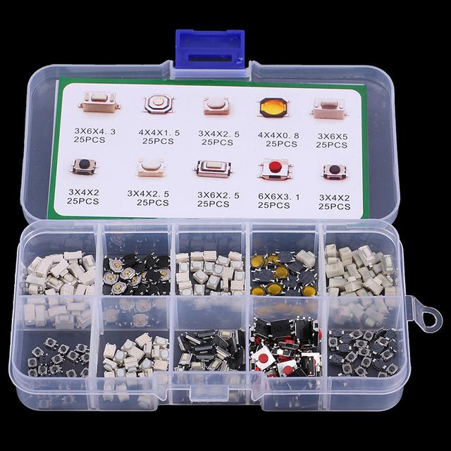 TEMU 250pcs/1set 10 Types Tactile Push Button Keys Button Touch