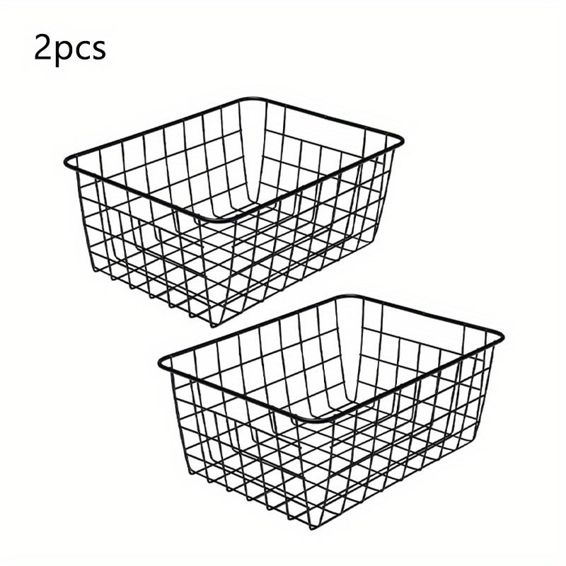 TEMU Juego de 2 cestas de almacenamiento de metal con , decoración de estilo - Organizador doméstico resistente para gabinetes de cocina, tocador de baño, armarios y cuarto de , resistente al ahorra