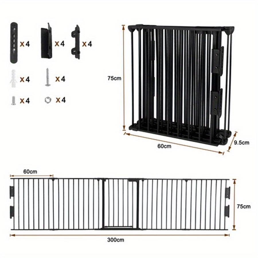 TEMU Fireplace Safety Gate Protective Gate Railings With Door With Lock Foldable Playpen Gate Safety Protection Gate Suitable For Pets Dogs Cats