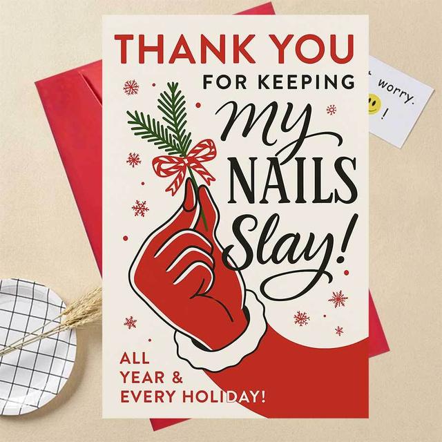 TEMU A Single Ideal Christmas Holiday Thank You Card To Show Appreciation For Nail Technicians, Making It A Wonderful Gift For Clients Or Who And Self-care Throughout The Year