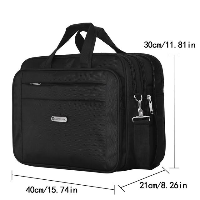 TEMU 16-inch Expandable Laptop Briefcase - Large Capacity Oxford Messenger Bag With Adjustable Shoulder Strap, Multiple Compartments & Padded Laptop Sleeve For Business Travel & Work, Laptop Bag