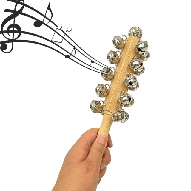 TEMU Schlittenglocken, 21-Glöckchen-Set in Naturholzoptik – Professionelles Instrument für Schlagzeug und Begleitung, perfektes Weihnachts- oder Geburtstagsgeschenk