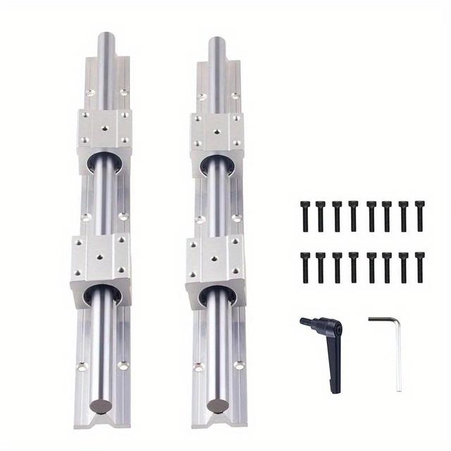 TEMU 2pcs Linear Rail Sbr12 500mm With 4pcs Sbr12uu Bearing Block, For Cnc Machines, Industrial Robots Etc