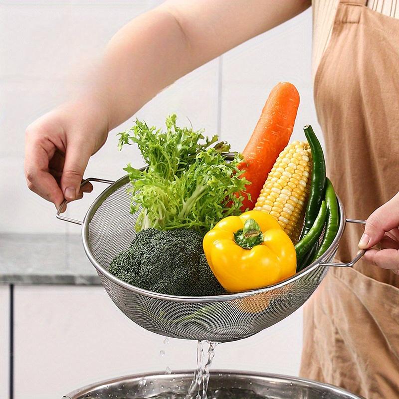 TEMU Large Kitchen Tool For Straining Juice, Rice Flour, And Noodles Made Of Fine Stainless Steel Mesh