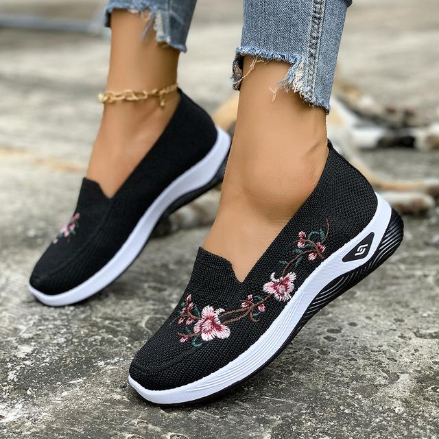 TEMU Zapatos sin cordones cómodos y transpirables para mujer, hechos con tejido de punto ligero, perfectos para ir al trabajo y hacer compras, Zapatos de mujer