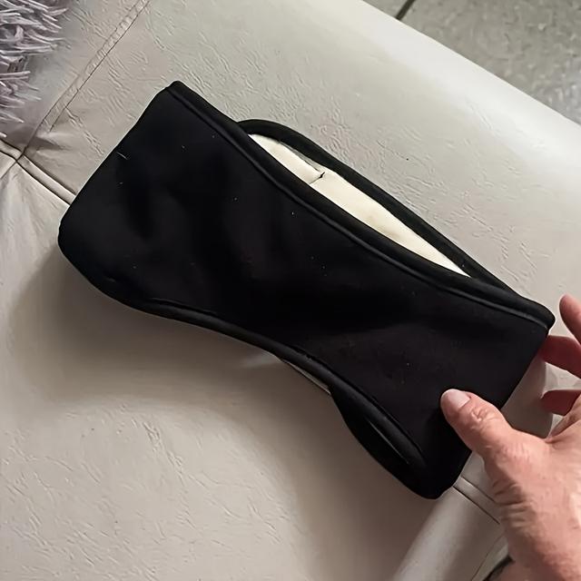 TEMU Noise-canceling Sleep Mask With Ear Covers - Adjustable Soft Polyester Fabric, Suitable For Travel And Home Use, Battery-, Comfortable All Year Round In Solid Black