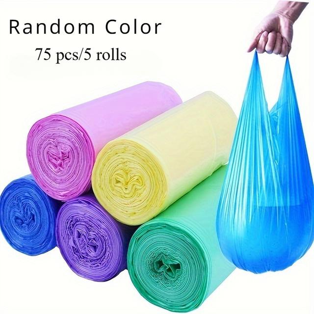 TEMU 5 Rolls Of 75, Large Portable Garbage Bags, Made Of Polyethylene, Multipurpose Cleaning Products, Durable Disposable Garbage Bags, Suitable For Living Room, Bedroom, Bathroom, Toilet, Kitchen