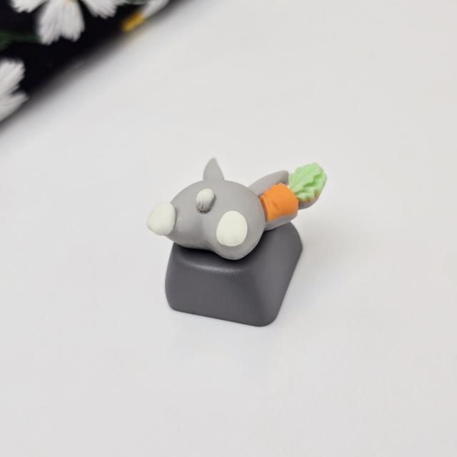 TEMU 1개, 회색과 장미색의 귀여운 애완동물 테마 키캡, 동물 디자인 특징, MOA 높이 적합, 게이밍 팬을 위한 창의적인 선물로 완벽