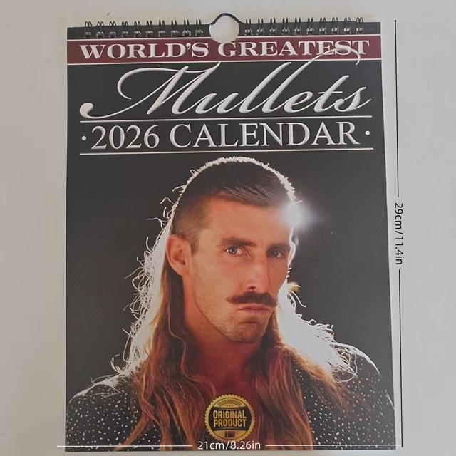 TEMU 2026 Mullet Hairstyle Calendar - Funny Monthly Planner With To December Dates, Mullet Hairstyle Wall Calendar For Home, Office, Or Gift - Organizer & Planning Diary For 2026