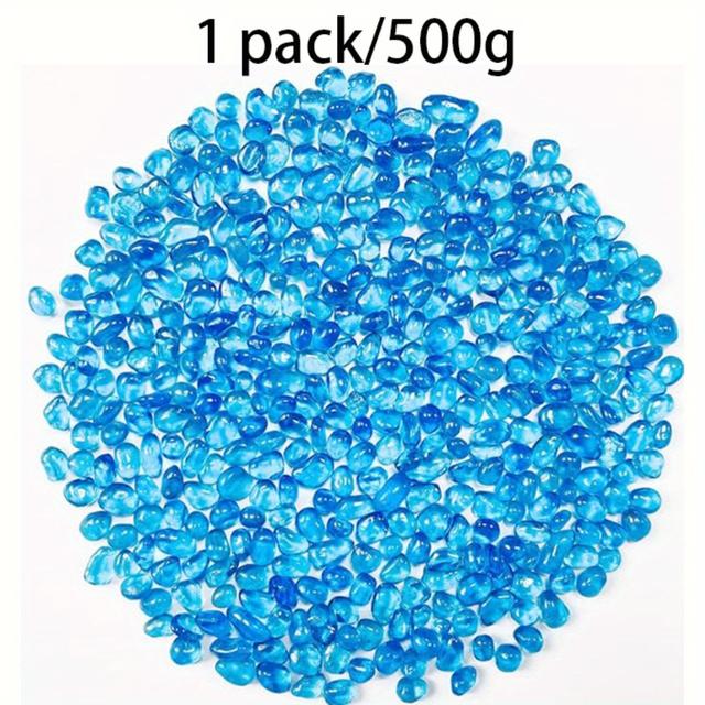 TEMU 1 Pack/500g, Aquarium Fish Tank Decorative Stones, Light Blue Glass Vase Filler, Suitable For Succulent Plant Decoration, Irregular Smooth Ocean Glass, Aquarium Ornament