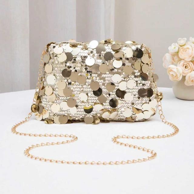TEMU Women' Sequin Crossbody Bag - Adjustable Strap & Zipper Closure Suitable For Daily , Parties, Birthday Gift - Minimalist -themed (no), Purse For , Holiday Accessory