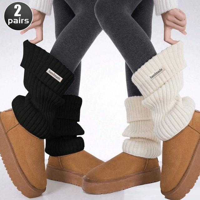 TEMU Of Women's Autumn And Winter Leg Warmers, Vintage Calf Leg Warmers With Detachable Labels. Fashionable Outfit, Daily Autumn And Leg Protection. Simple Loop Leg Warmer, Black And Matching.