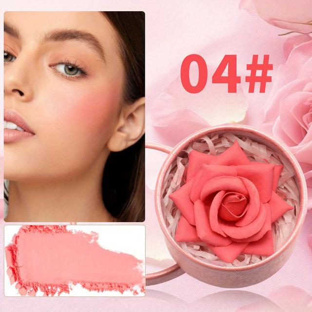 TEMU 3D Dreidimensionales Rosen-Highlight-Puder – Glitzer, Verleiht den Look einen Touch, Einfaches Highlighting und Kontur-Make-up für das Gesicht
