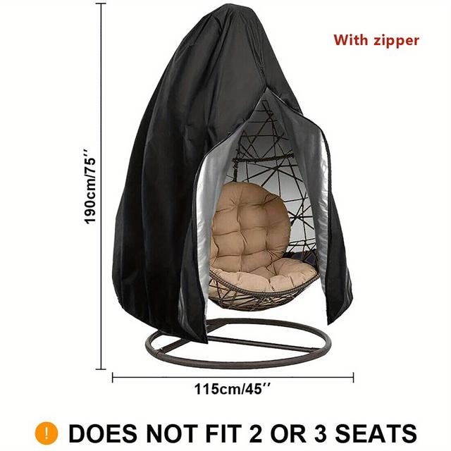 TEMU 420d Oxford Cloth Outdoor Garden Eggshell Color Swing Cover | Suitable For Patio Hanging Baskets And Seats, Sun And Dust Protection, Zipper Closure