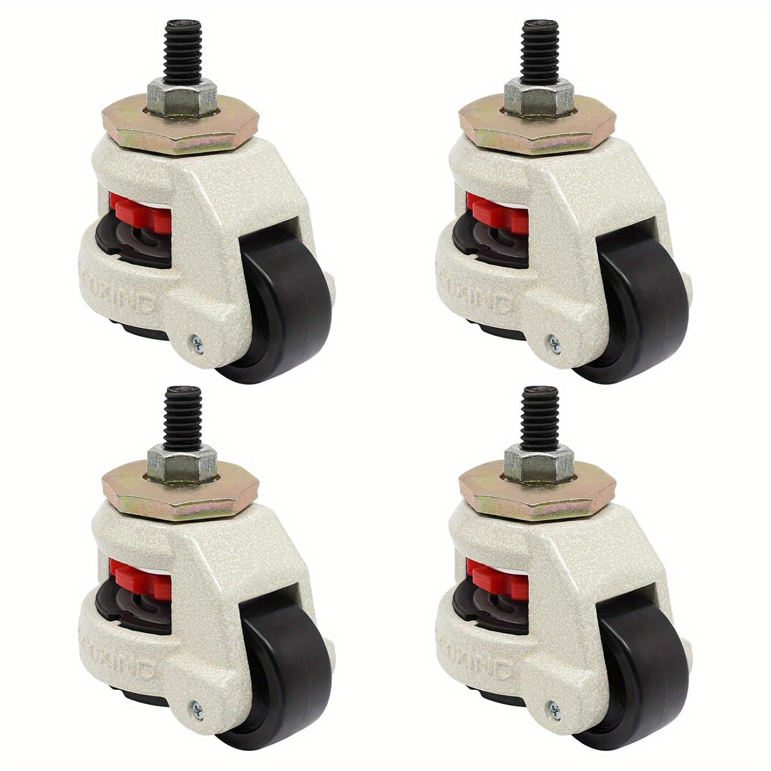 TEMU 4pcs White Castors Set Heavy Duty Castors Swivel Castors Size Of Base Plate M12, Total Load 1000kg, Industrial Machine Roller For Work Table Transport Castors For Heavy Machines