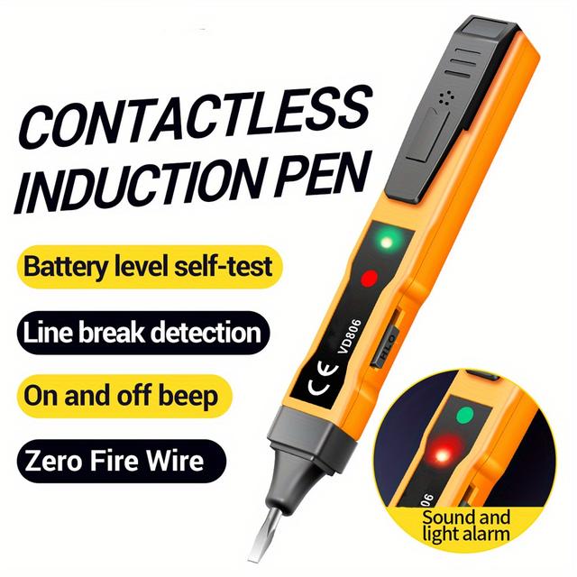 TEMU Continuity Voltage Detector Pen Non-contact Inductive Ac/ Meter Electric Compact Pen Voltage Battery Test Pencil