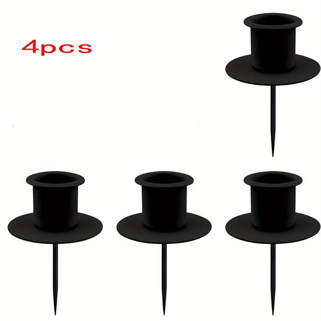 TEMU 4 Black Candle Holders, Advent Candle Holders, Metal Dining Table Candle Holder, Durable Materials, Black Candle Holders For Advent, Christmas, And Table Decoration