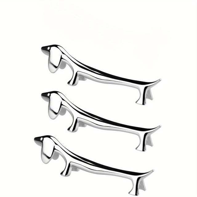 TEMU 3pcs, Dachshund Dog Utensil Holders, Stainless Steel Chopstick Rest Pillow, Alloy Cutlery Stand For Spoon Fork, Home Kitchen Table Decor Accessory