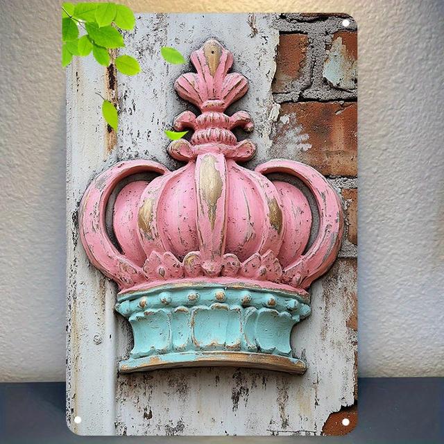 TEMU 1pc Metal Wall Art Sign - Pink & Turquoise Cast Iron Rustic Decor For Home, Restaurant, Bar, Cafe, Garage, Metal Wall Decor, Cafe Decoration, Distressed Texture, Weathered Finish