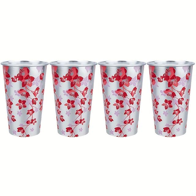 TEMU 4点セット 色が変わる花びら型アセット な花びらビールカップ 色が変わるジュースカップ 楽しいウォーターカップ キャンプ/レ/バー/クリスマスギフトに 450ml/15.21oz