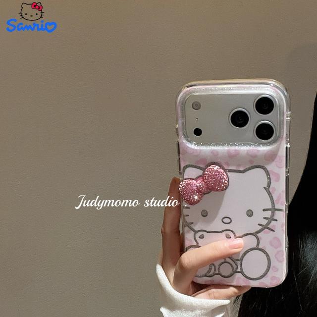 TEMU Funda para teléfono: Estampado de leopardo rosa Hello Kitty con - Estilo coreano lindo y , compatible con iPhone 16, nuevo Apple 17 Pro, 15 Pro Max, 14. Protección completa antigolpes