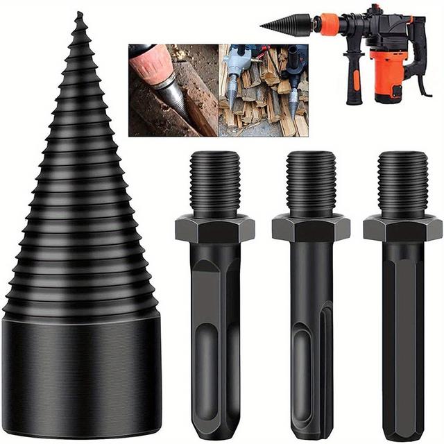 TEMU High Log Splitter Drilling Bit Set, Removable Drill Bit, Splitter Drilling Bit Set, Suitable Many Use 1 Set Of 4pcs