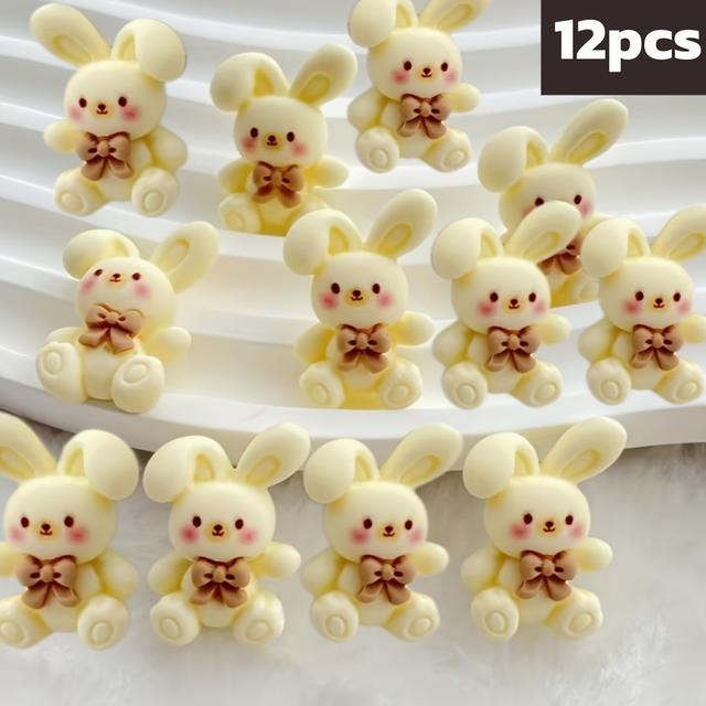 TEMU 12pcs Aramain Cute Bunny & Animal Bow Resin Charms - / Adorable,,, Mouse,, Deer,, Dog, For Scrapbooking, Card Making, Diy Crafts - Resin Additions For Handcrafting Supplies