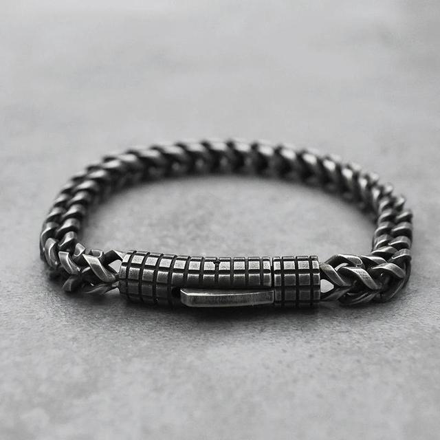 TEMU Herren Vintage Kubanisches Armband Manschettenknöpfe 304 304 304 304 Edelstahl Handgefertigte Handkette Schmuck für Junge Trend Punk Geschenke