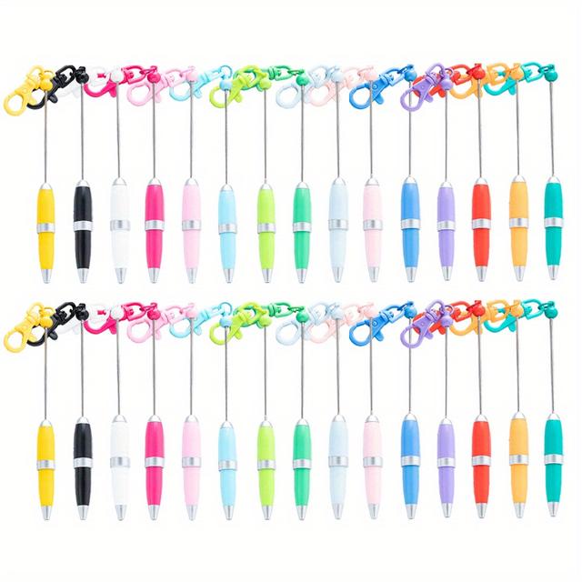 TEMU 15/30pcs Mini Beadable Keychain Pens – Portable Short Ballpoint Pens For Diy Beading, Office, And Gift Use