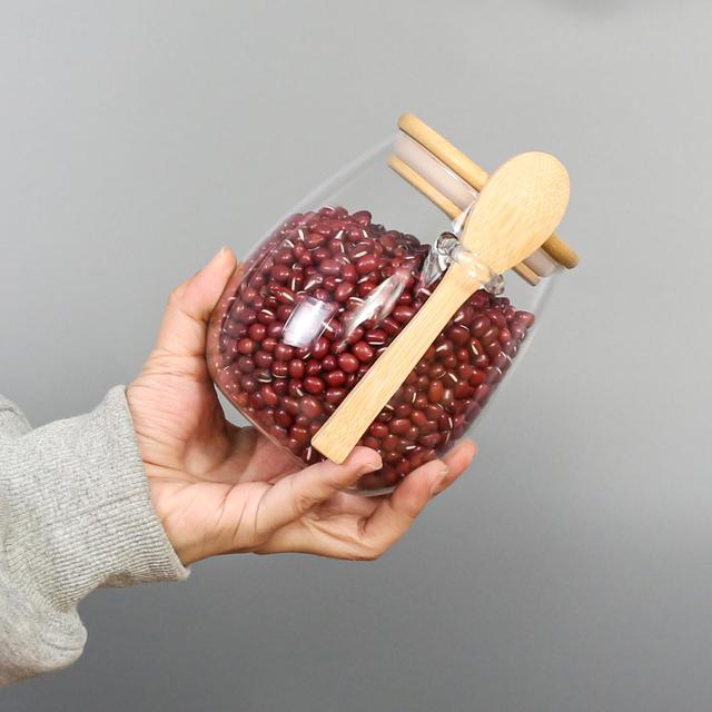TEMU 3pcs Set: 1 Jar + 1 Lid + 1 Spoon, 350ml/12.32oz. Perfect For Storing Coffee, Sugar, Tea, Salt, Candy, And Spices. Airtight Glass Storage Jar With Spoon, Ideal For Home Or Organization