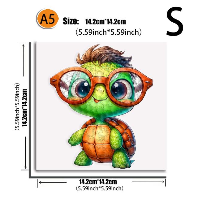 TEMU Cute Turtle Wooden Puzzle Exquisite Paper Box Puzzle Toy Is Only Suitable For Wooden Birthday, Christmas And Other Holiday Gifts Of Irregular Shaped Wooden Puzzles For Children Aged 3 And Above