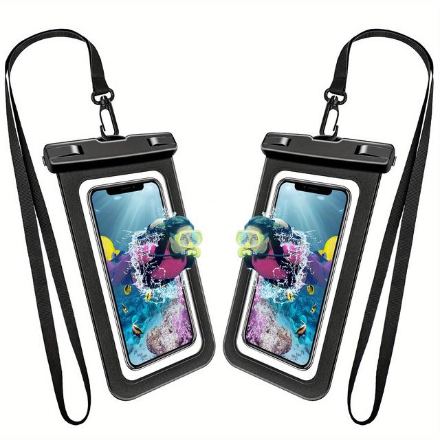TEMU 2pcs Universal Phone Pouch With Adjustable Lanyard - Case For Smartphones .0" - For Beach Vacation Essentials, Water Sports