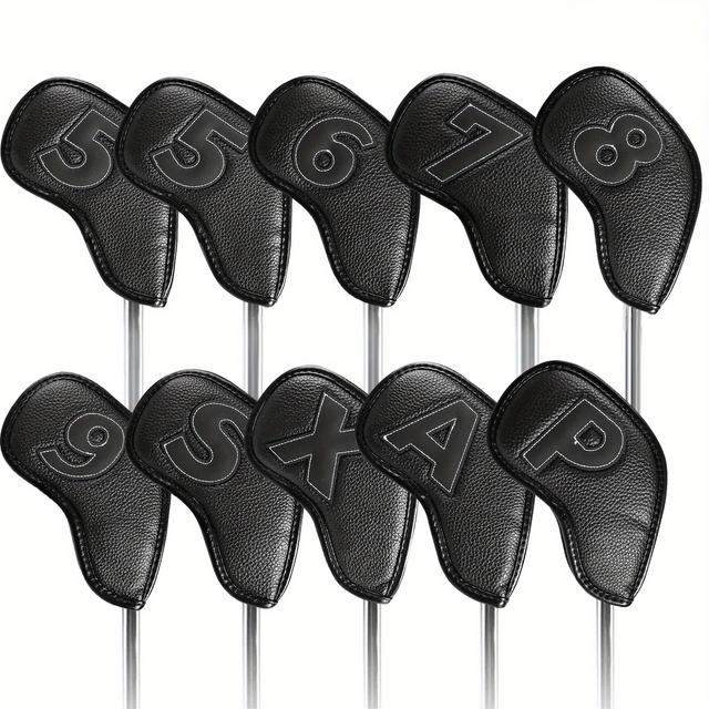 TEMU Golf Iron Double-sided Digital Magnetic Headcover Set, 10pcs - Compatible With Of Irons, Dual-sided Magnetic Closure Design