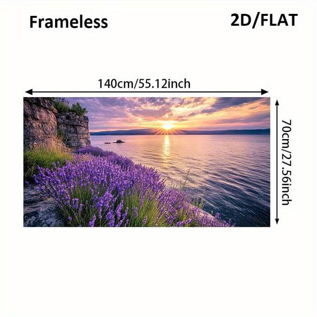TEMU 2d/flat 1pc 27.55inch*55.11in/70cm*140cm Frameless Modern, Lavender Sunset , Canvas Poster For Bedroom And Living Room Decoration Cuadros No Frame