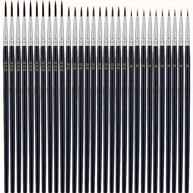 TEMU 30 Detail Brush Set - #0, #00, #000 Sizes For Miniatures & Crafts - Nylon Bristles For Watercolor, Acrylic, Oil Painting