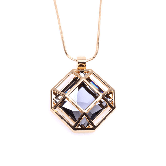 TEMU 1pc Elegant Geometric Glass Pendant Necklace - South Korea Style, Simple Yet Sophisticated, Versatile Accessory For Women, Necklace For Women