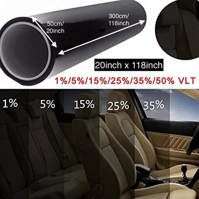TEMU 1 Stück 20 Zoll X 118 Zoll Solar UV-Schutzfolie Aufkleber, Auto Tönungsfolie Fenster Dunkel Schwarz Auto Fensterfolien Tönungsfolie Glas Autozubehör