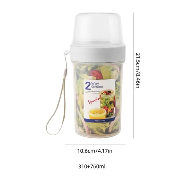 TEMU 1pc Portable Double-layer Fresh-keeping Box Yogurt Salad Sealed Box Fruit Snacks Sealed Jar Outdoor Dining Accessories
