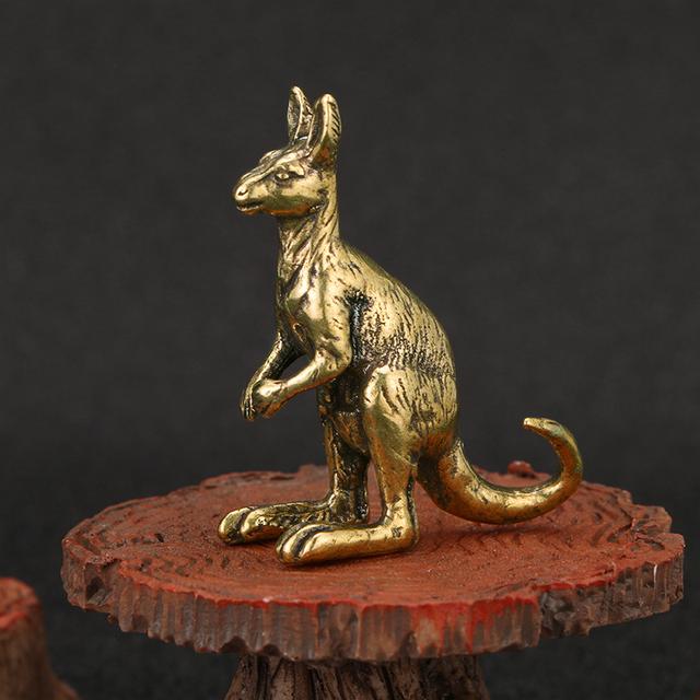 TEMU 1pc, Mini Kangaroo Figurine, Vintage Brass Small Kangaroo Statue, Vintage Animal Fengshui Ornament For Home Office Decor