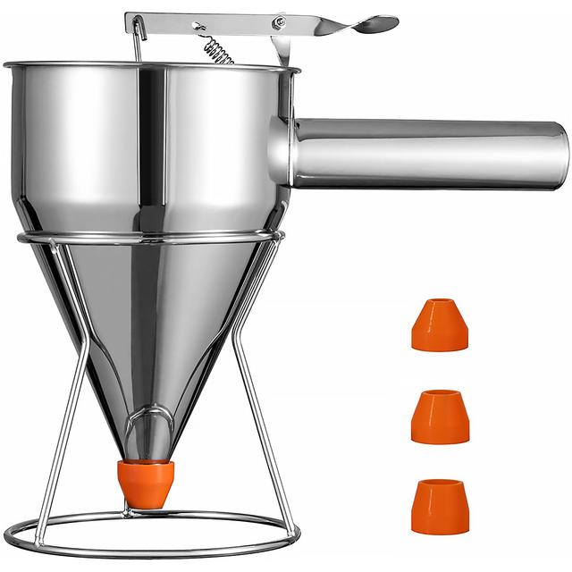 TEMU 1pc Multi- Stainless Steel Batter Funnel With Stand - Pancake, Cupcakes, And Baking - Kitchen Gadgets
