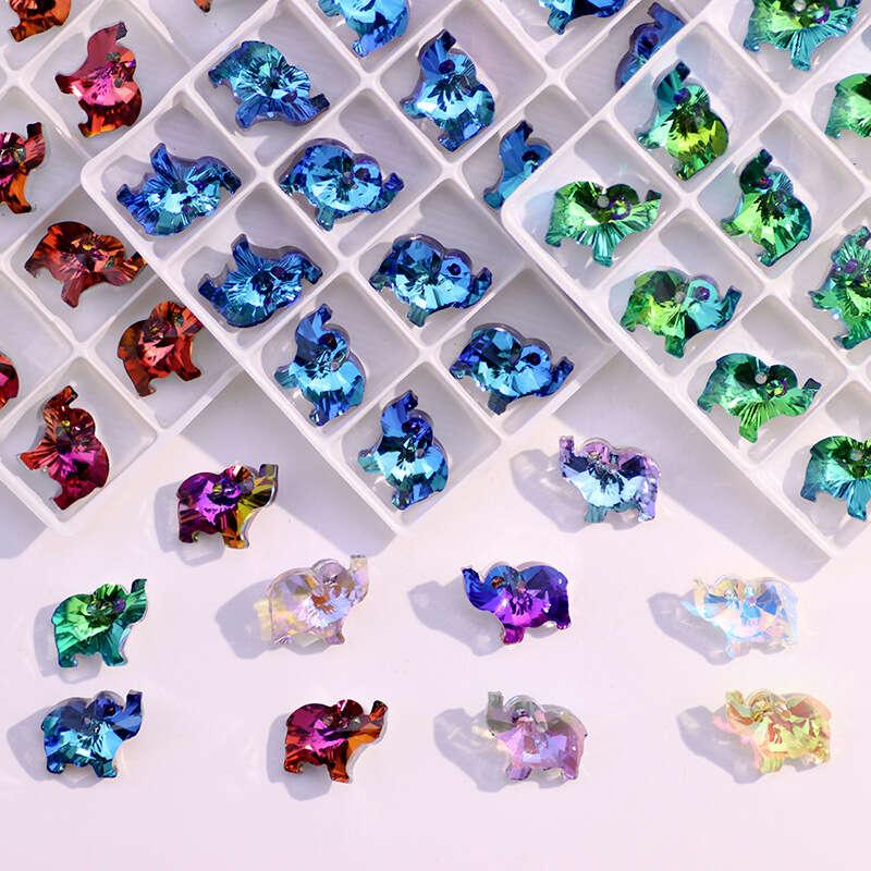 TEMU 12pcs 18mm Multicolor Charms Elephant Pendants Glass Beads For Women Jewelry Making Bracelet Necklace