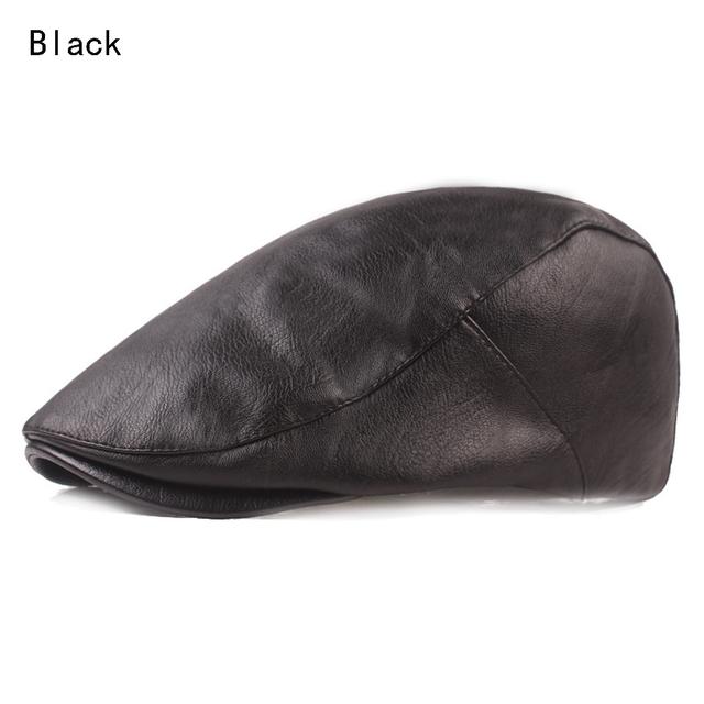 TEMU Men&;s Pu Leather Beret Hat, Vintage Male Flat Caps Driver Hats For Man Berets
