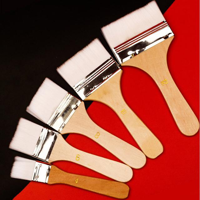TEMU 12pcs White Nylon Hair Board Brush Propylene Water Oil Painting Gouache Acrylic Differeent Paintbrushes Size School Art Supply