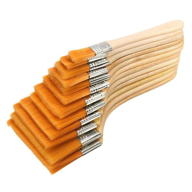 TEMU 12pcs/Set de calidad de nylon de pintura al óleo para pintar fácil de limpiar cepillo de limpieza de madera