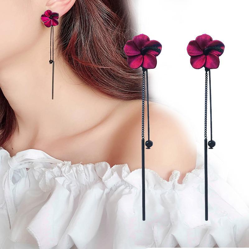 TEMU 2 Pares de Pendientes Largos de Flores Verdes para Mujer - Pendientes Retro con Colgantes, Elegantes para Uso Diario, Bodas, Fiestas y - Estilo Chic (Sin Recubrimiento) - Pack de 2 Pares