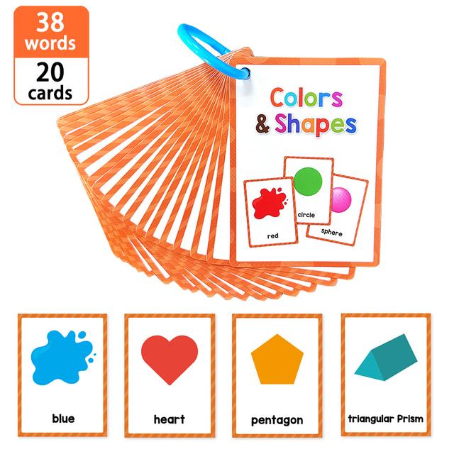 TEMU 20 Flashcards Featuring 38 Words About Colors And Shapes, Designed For Preschool Education, Serving As Teaching Aids For Pre-kindergarten, And As Educational Game Cards For Children.
