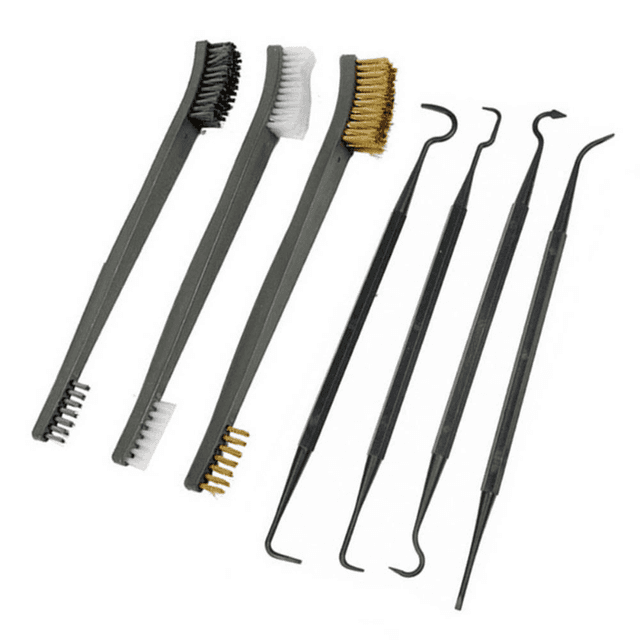 TEMU Stahl-Drahtbürste Und Haken Rost Reinigungsset Messing Nylon Polieren Picks Detailbürste Reinigungswerkzeuge (3 Bürsten + 4 Haken)