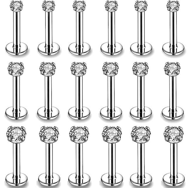 TEMU Set Of 18pcs Of 16g Lip Rings, Made Of Stainless Steel, Suitable For Medusa Piercings, In 2mm, 3mm, And 4mm Sizes, Designed For Women And Men