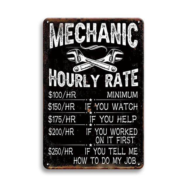 TEMU 1pc Garage Rustic Wall Decor, Mechanic Rate Garage Car Signs Decor, Mechanics Automotive Man Cave Bar Cave Car Funny Retro Plaque Dads Gift Gloss Metal, 8x12inch
